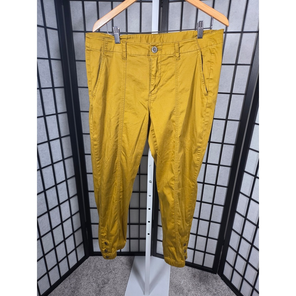Cabi Utility Jogger Pants Mustard Yellow High Rise Snap Cuff Womens 14